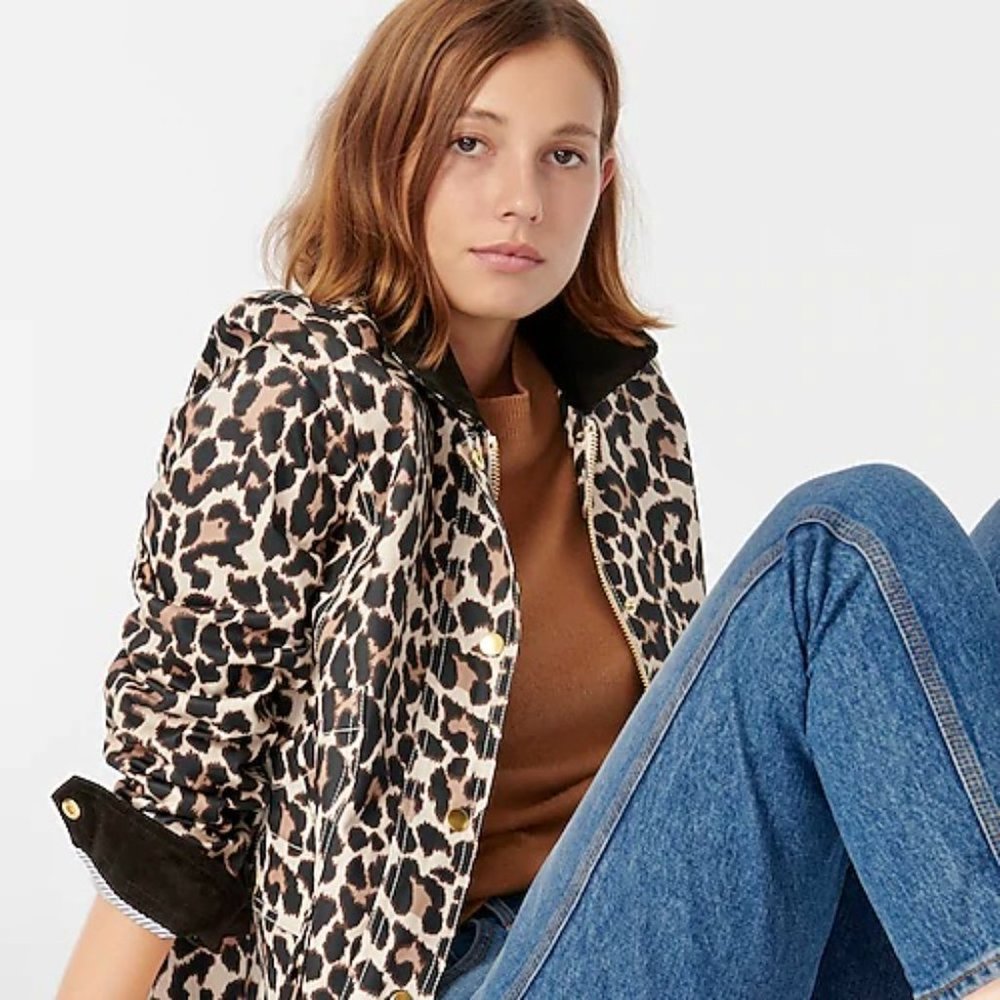🆕️ J Crew Leopard Print Barn Chore Jacket SMALL NWT - Picture 6 of 9